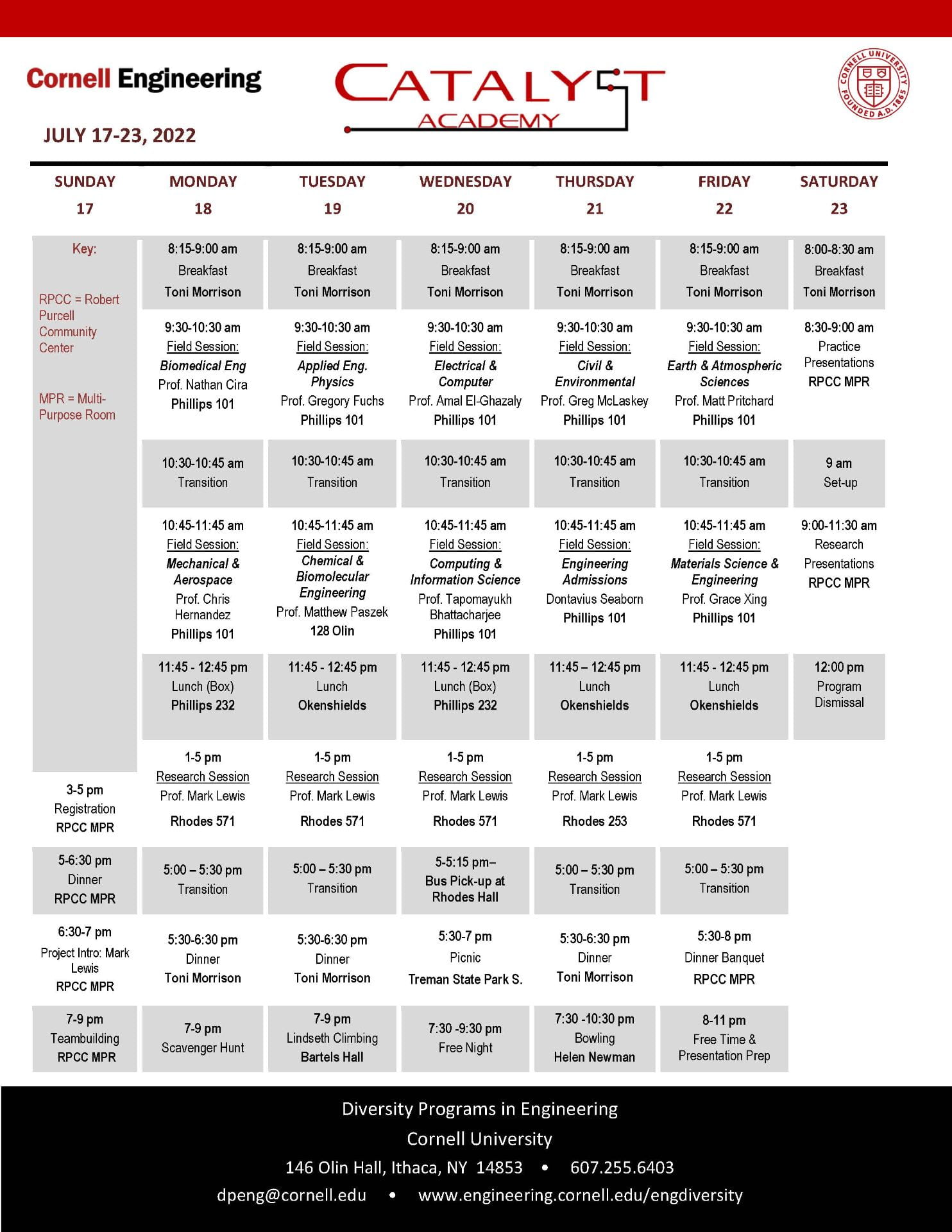 Image of CATALYST Academy 2022 Schedule