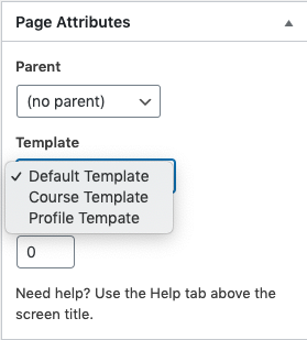 Template dropdown choices