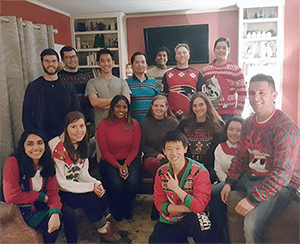 Parker and Butcher Lab members at a holiday party.