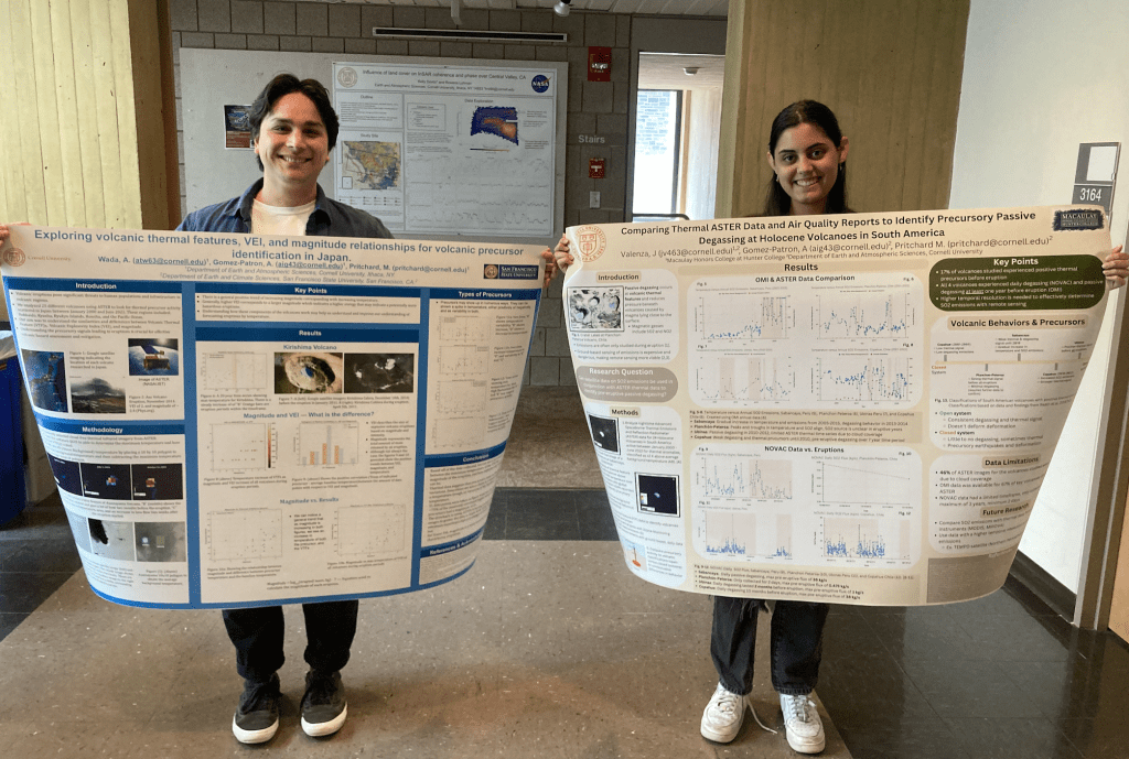 Two students showing their resaerch posters