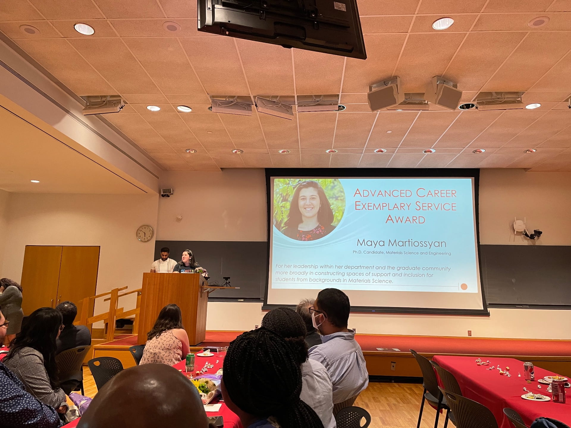 Maya Martirossyan, receiving an Exemplary Service Award for Advanced Career Students at the 2023 Graduate Diversity and Inclusion Awards & Recognition Celebration.