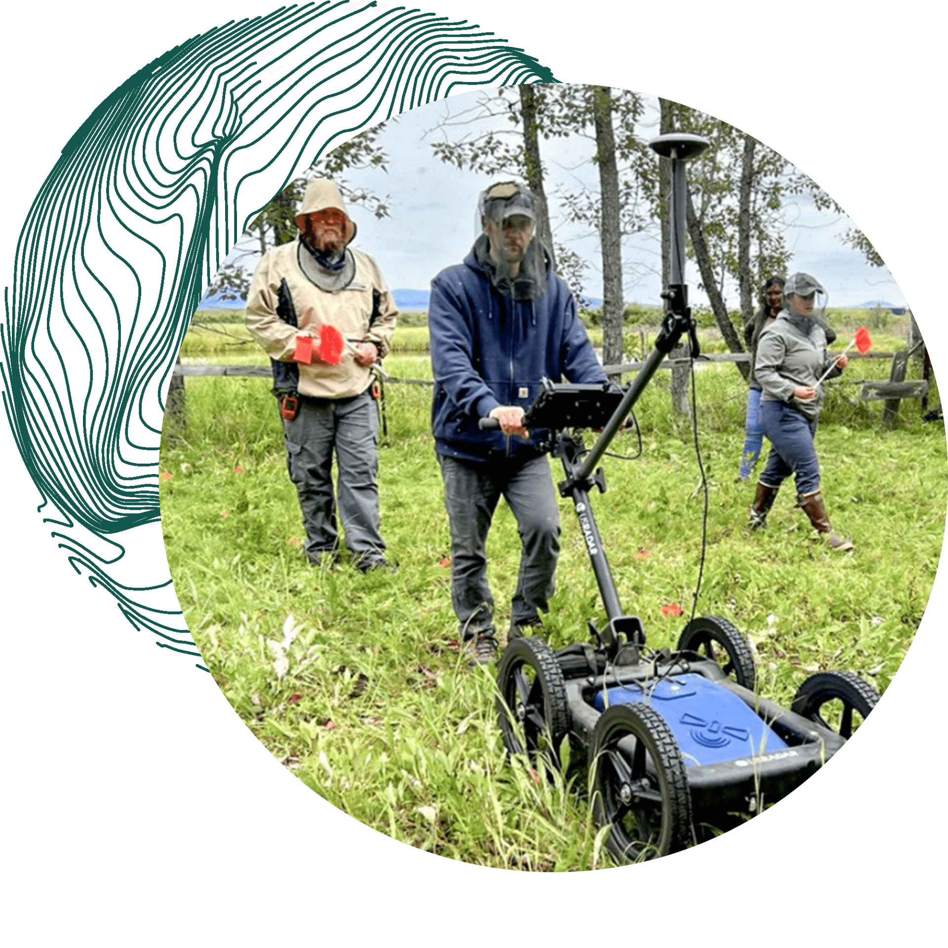 Thomas Urban, research scientist in the College of Arts and Sciences, uses ground-penetrating radar to search for communal graves at Pilgrim Hot Springs in Alaska, in collaboration with employees of the National Park Service and Kawerak, Inc.